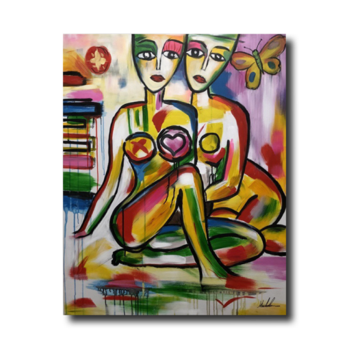 Een schilderij met twee vrouwen
