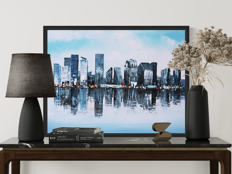 Een schilderij met Oslo Barcode