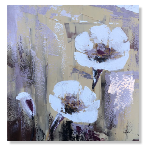 Een schilderij met bloemen