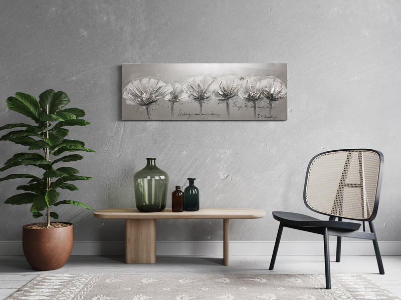 Een schilderij met bloemen