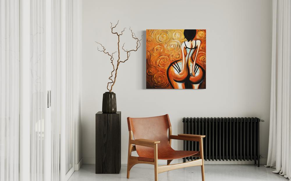 Een schilderij van de kont van een vrouw