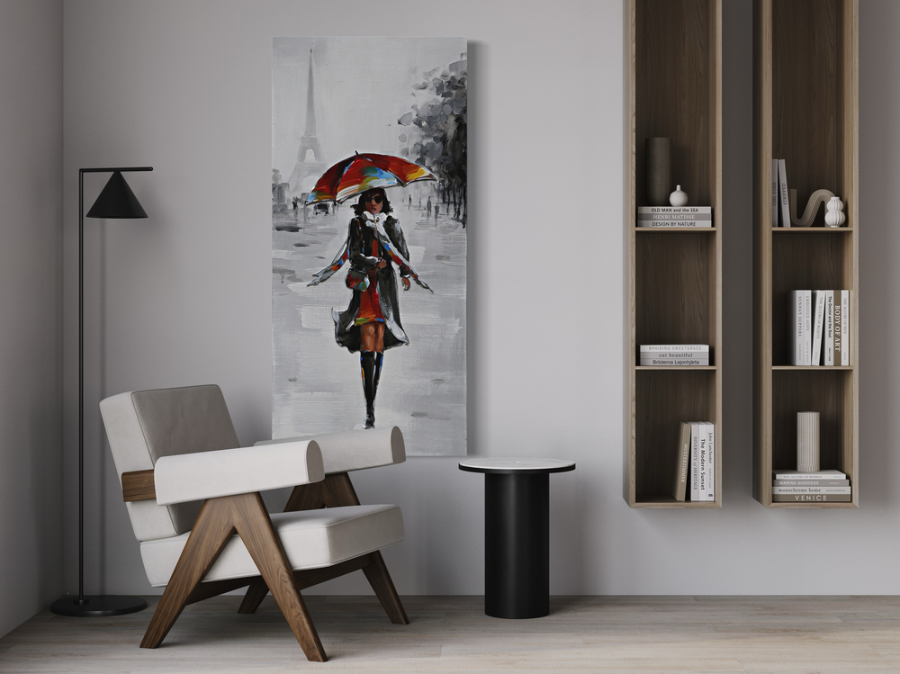Een schilderij met motieven uit Parijs