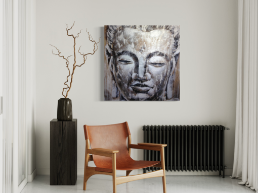 Een schilderij met een Boeddha
