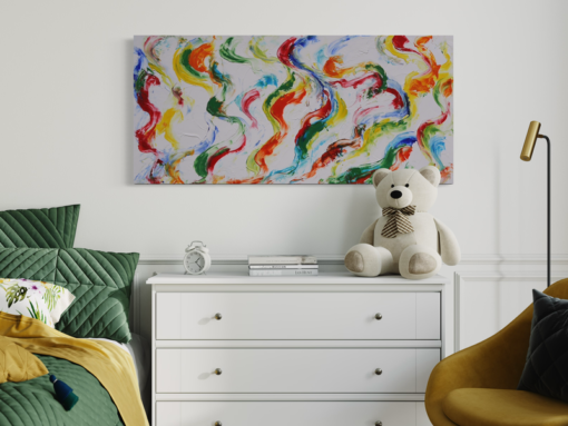 Een schilderij met kleurrijk marmer
