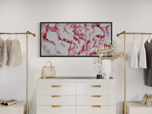Een schilderij met rood Carrara-marmer