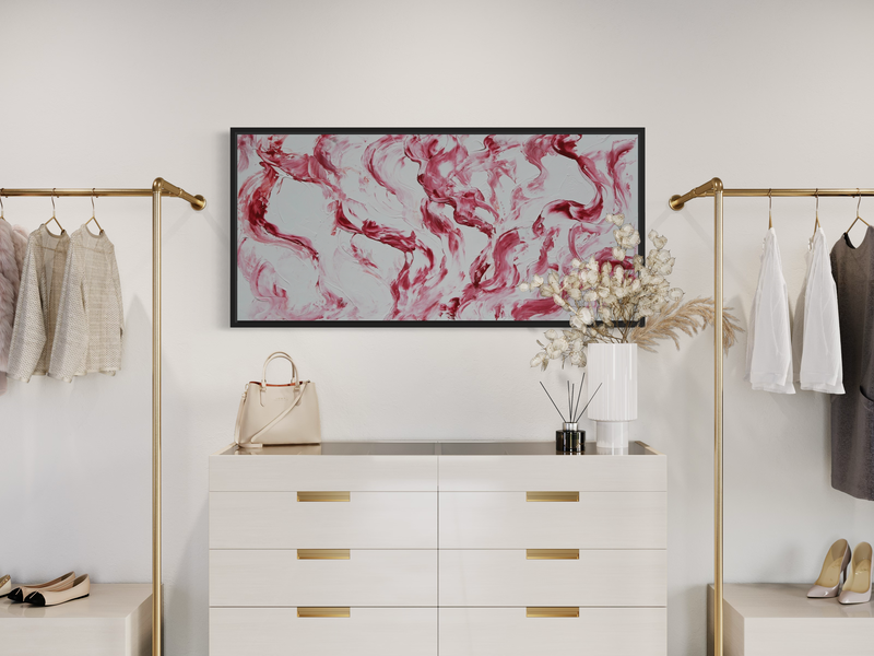 Een schilderij met rood Carrara-marmer