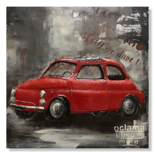 Een kunstwerk met een Fiat 500