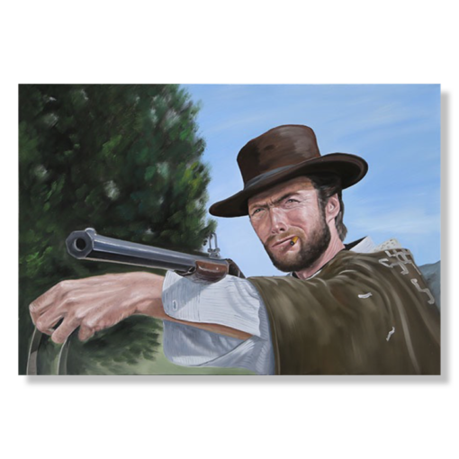 Een schilderij met Clint Eastwood