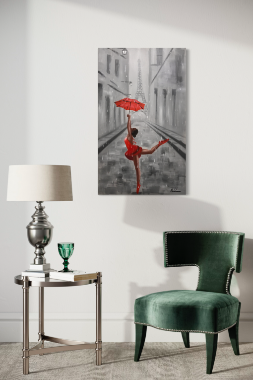 Een schilderij met een ballerina