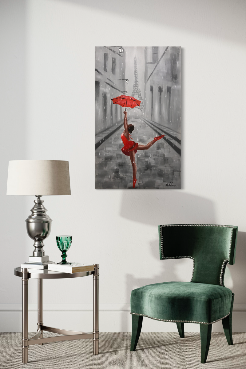 Een schilderij met een ballerina