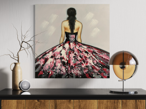 Een schilderij met een vrouw in een jurk
