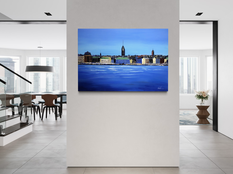 Een schilderij met een Stockholm-motief