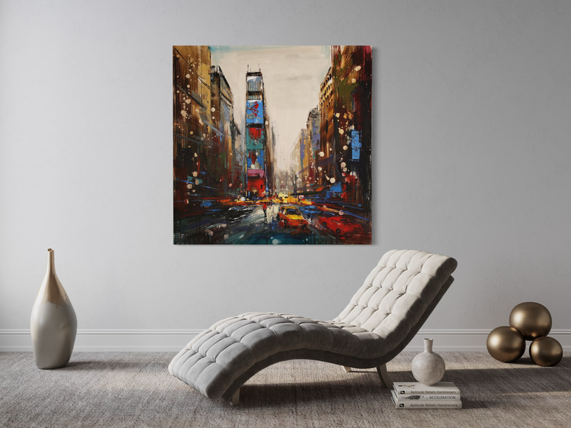 Een schilderij van Times Square New York