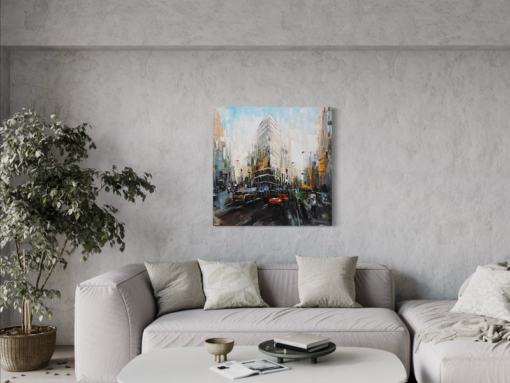 Een schilderij met de Flat Iron