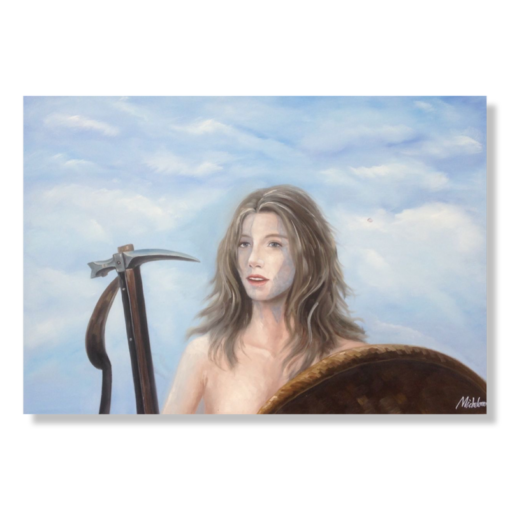 Een schilderij van een vrouw