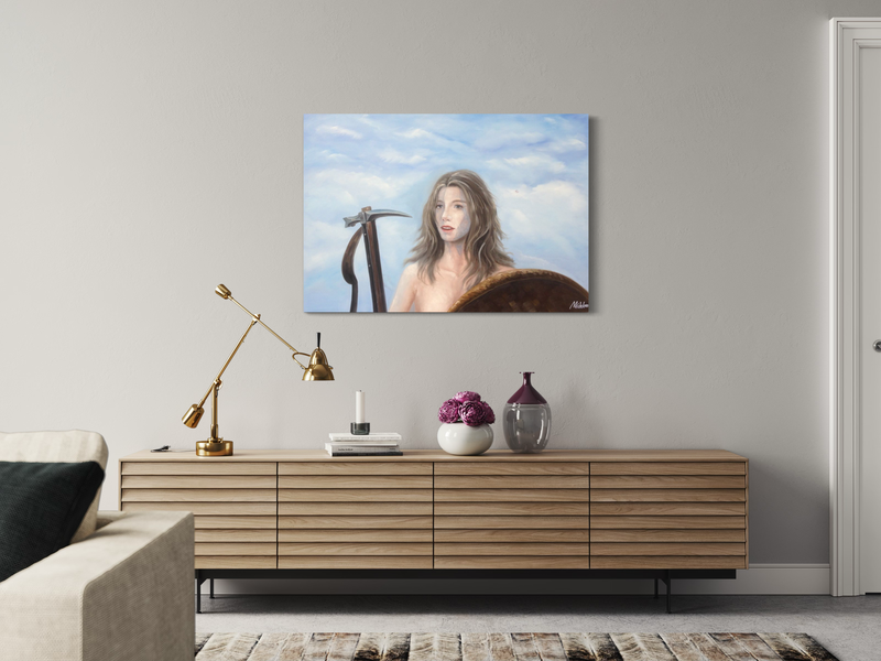Een schilderij van een vrouw