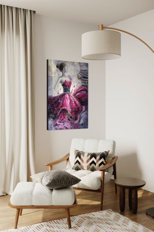 Een schilderij met een vrouw in een jurk