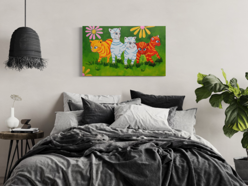 Een schilderij met katten