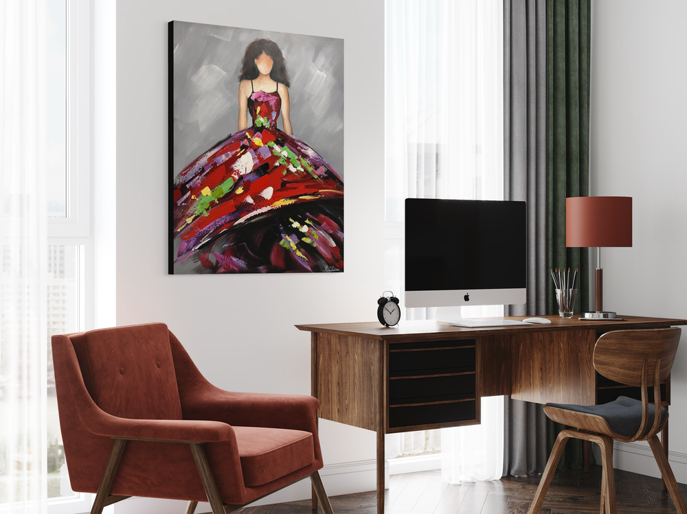Een schilderij met een vrouw