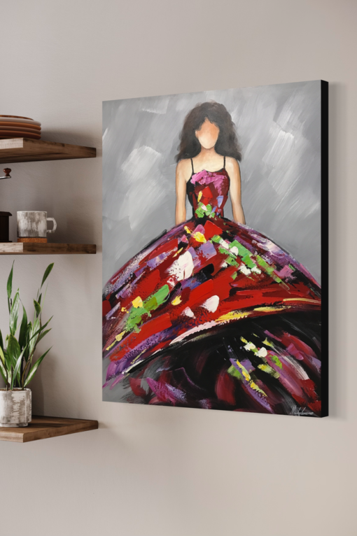Een schilderij met een vrouw