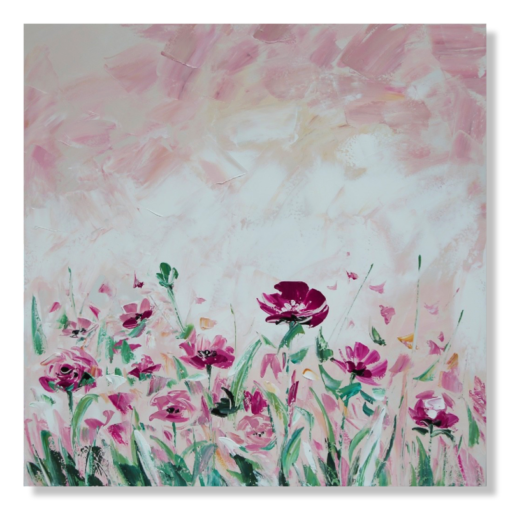 Een schilderij met bloemen