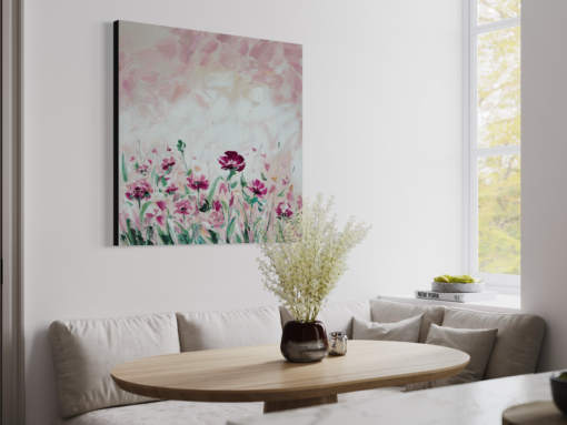 Een schilderij met bloemen