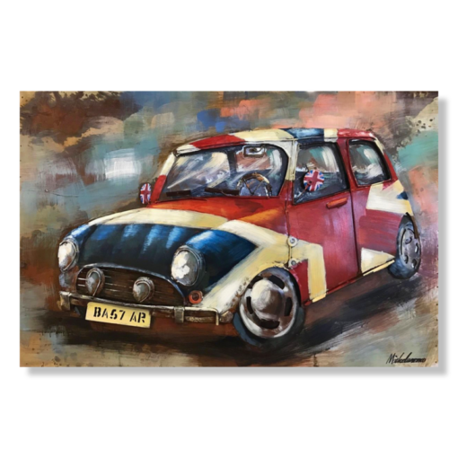 Een kunstwerk met een auto