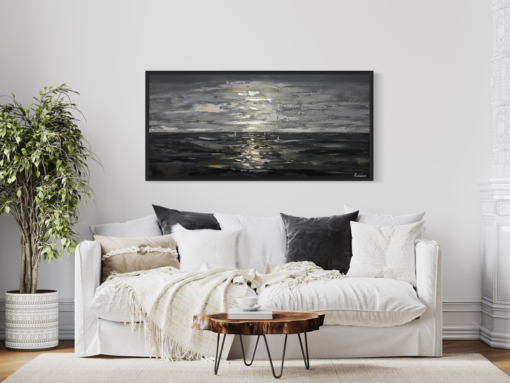 Een schilderij van de zee