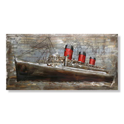 Een kunstwerk met een schip.