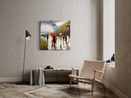 Een schilderij met de Eiffeltoren