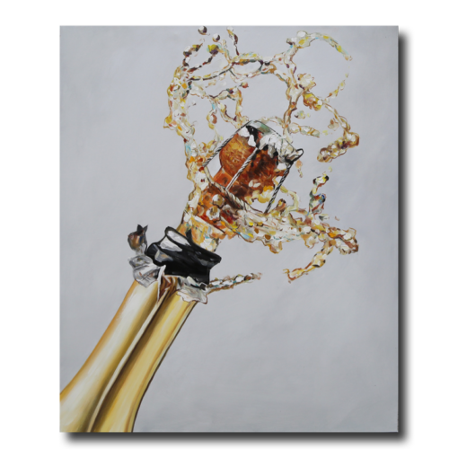 Een schilderij met champagne