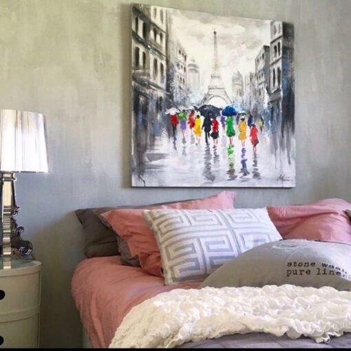 Een schilderij met de Eiffeltoren