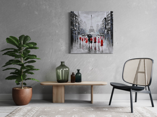 Een schilderij van Parijs en de Eiffeltoren