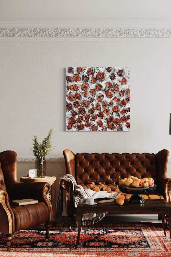 Een schilderij met rozen