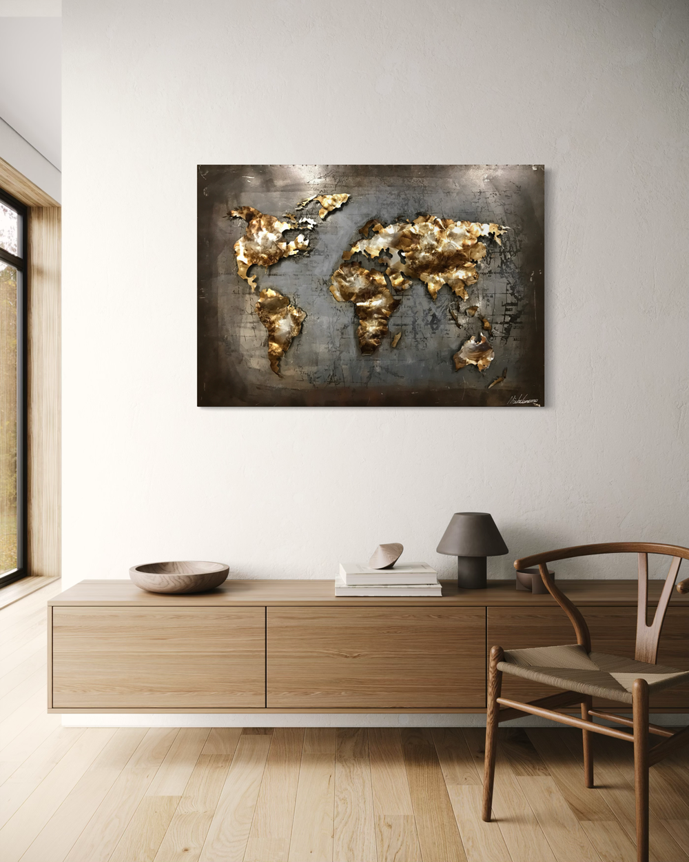 Wandkunst met een wereldkaart