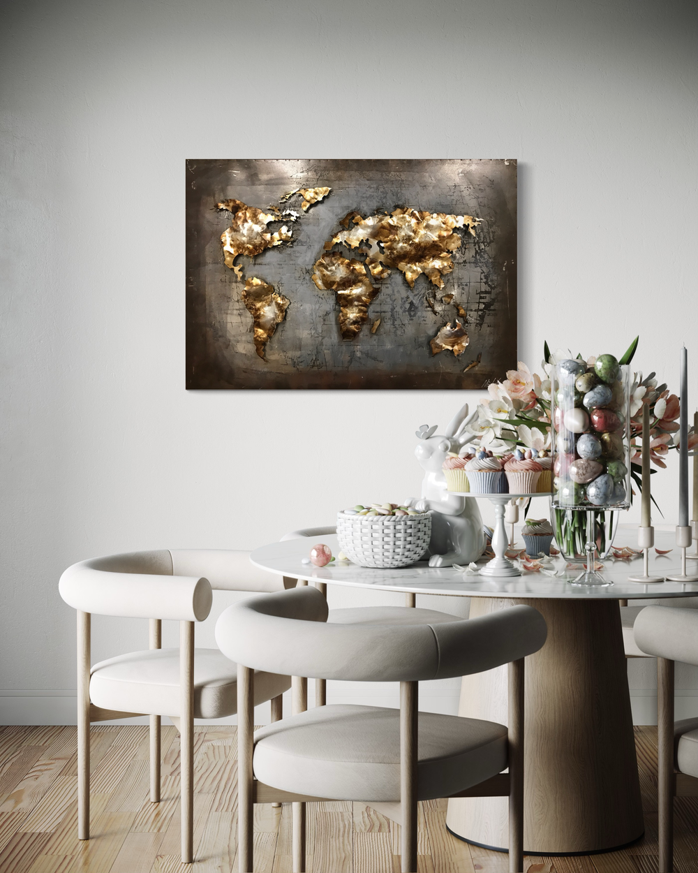 Wandkunst met een wereldkaart