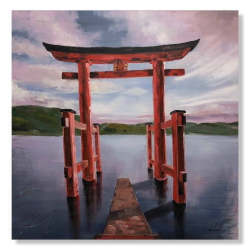 Een schilderij met een Japans motief