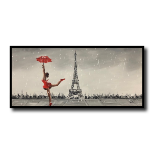 Een schilderij met een ballerina