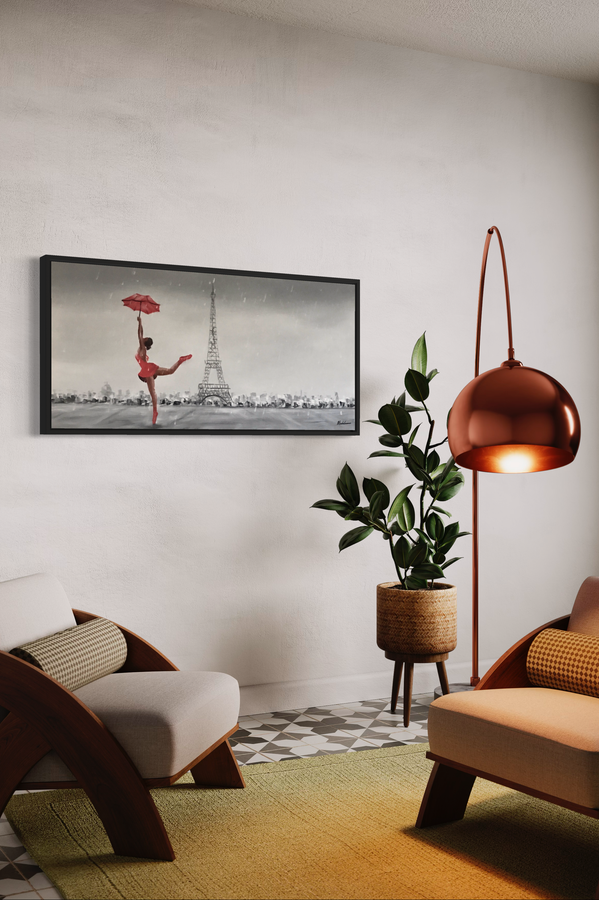 Een schilderij met een ballerina