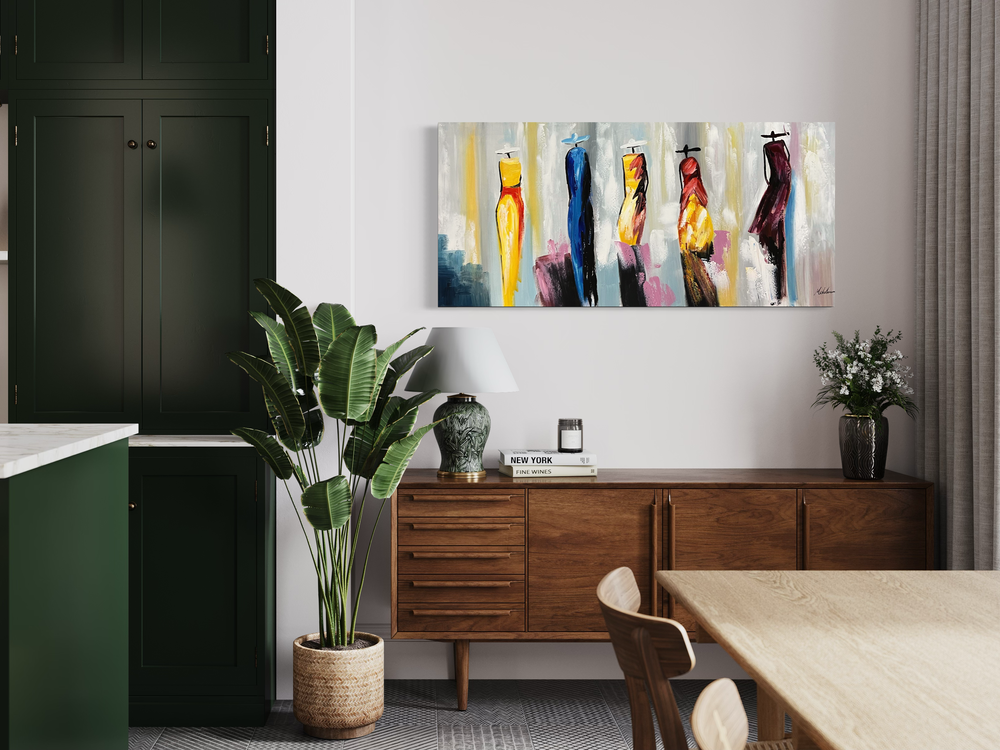 Een schilderij met mensen