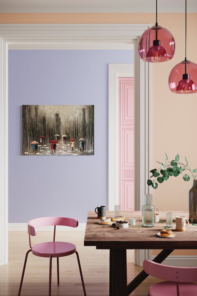 Een schilderij van paraplukunst