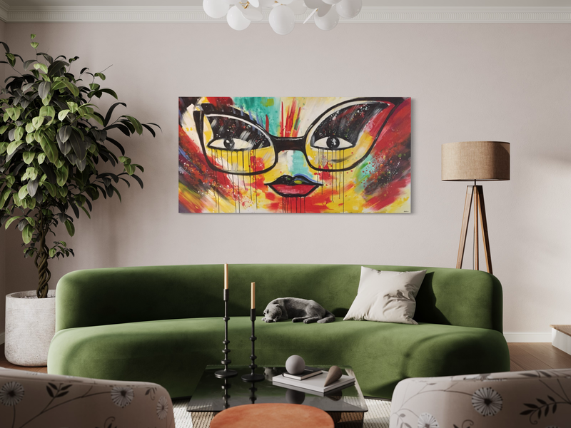 Een schilderij met bril