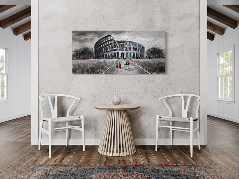 Een schilderij van het Colosseum in Italië