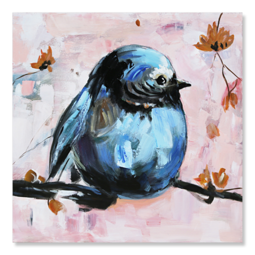 Een schilderij met een vogel