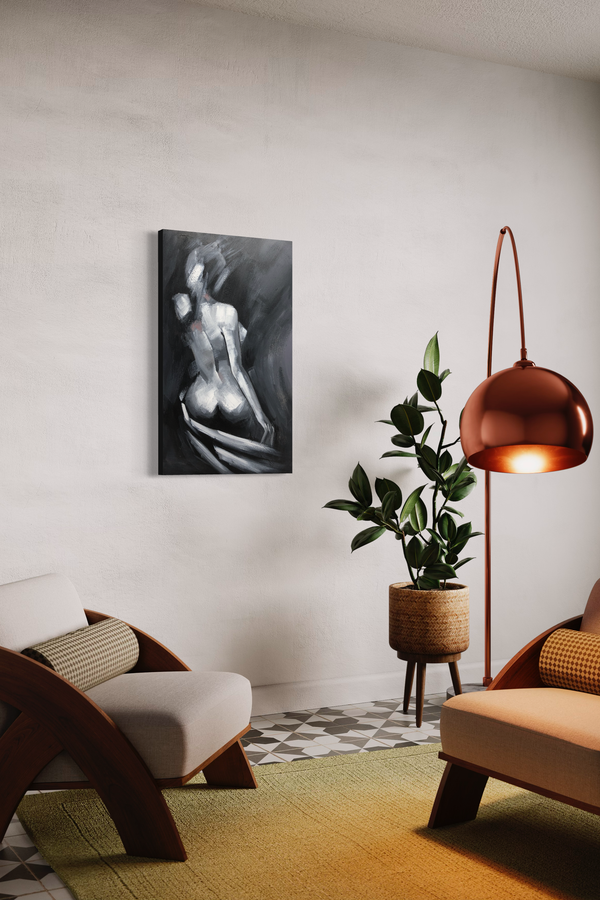 Een schilderij met een naakte vrouw