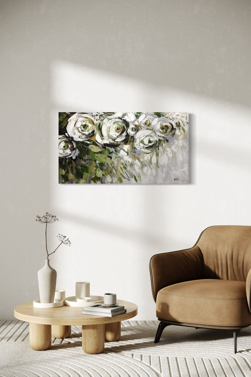 Een schilderij met rozen