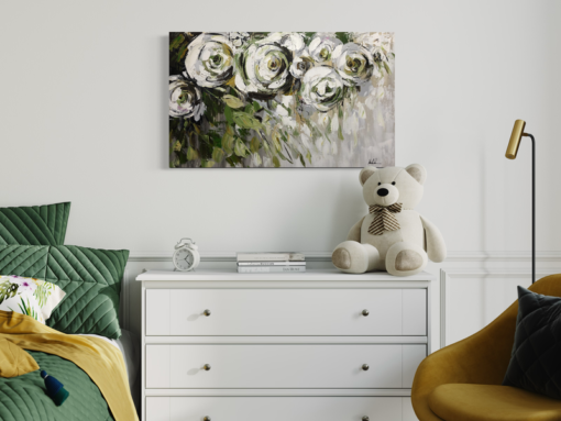 Een schilderij met rozen