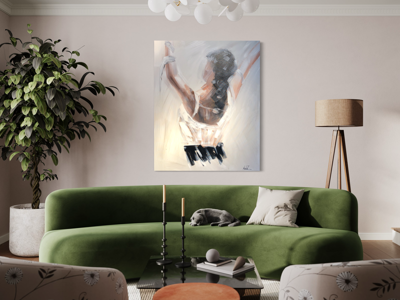 Een schilderij met een vrouw