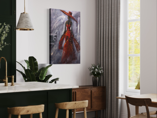 Een schilderij van een vrouw
