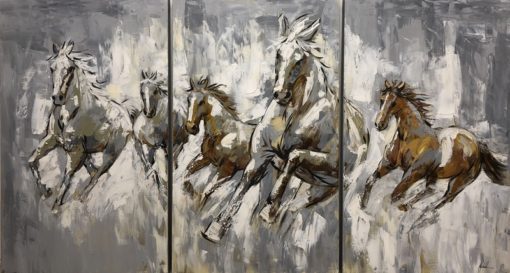 Een schilderij met paarden